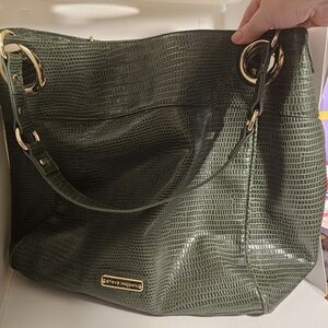 Steve Madden Olive Green Textured Tote Bag